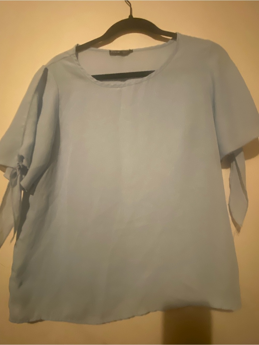 SHEIN Light Blue Tie-Sleeve Blouse